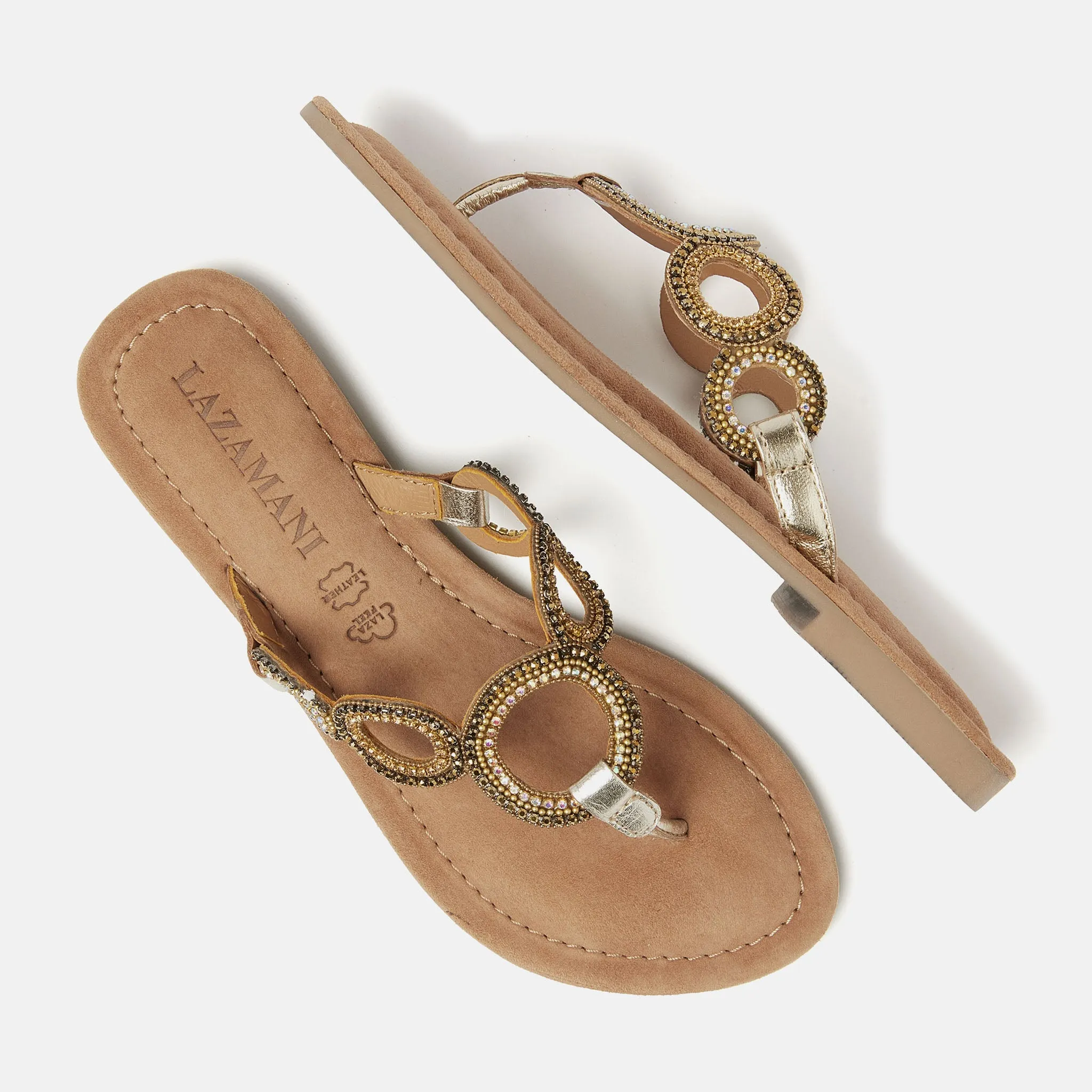 Arielle Leren Dames Slippers Gold