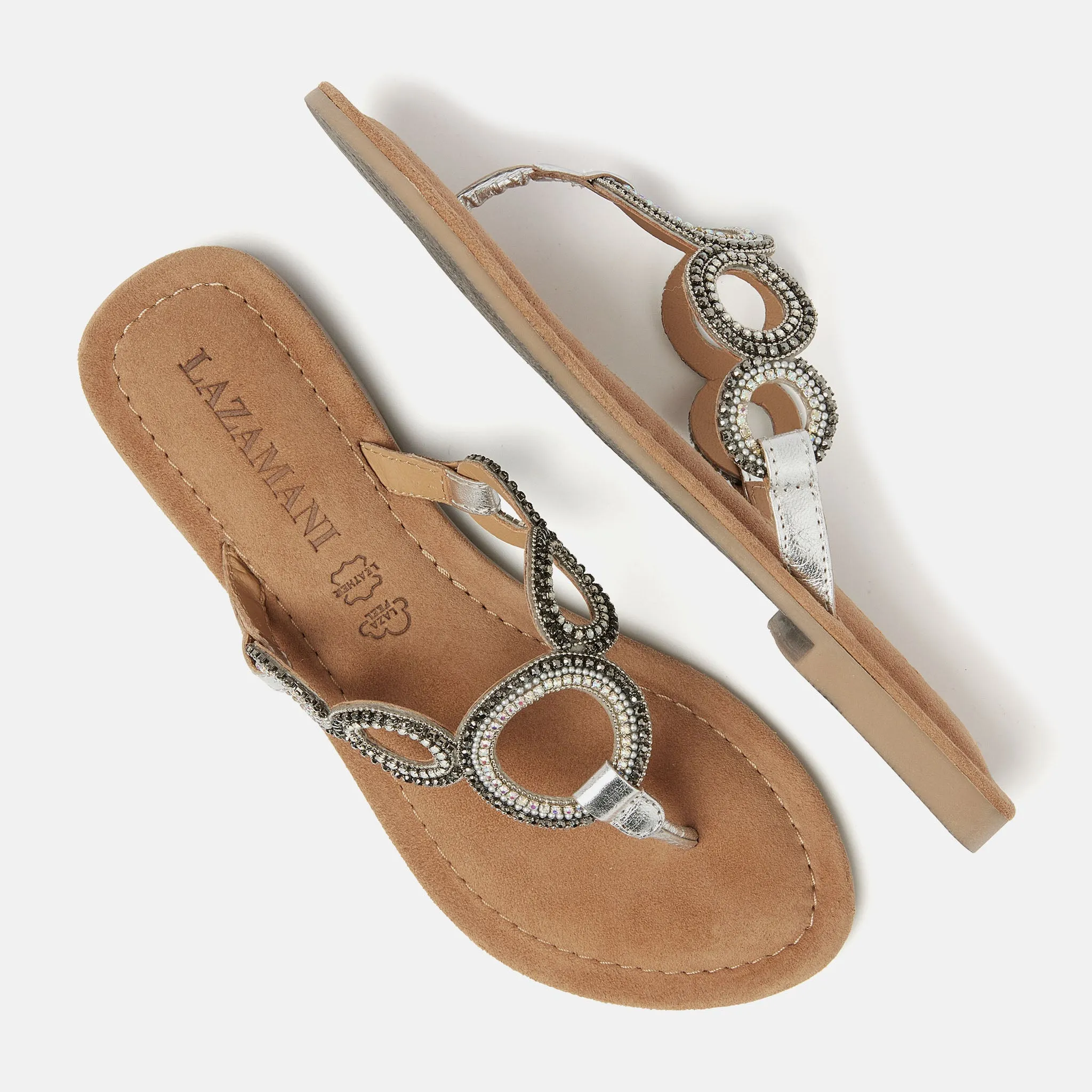 Arielle Leren Dames Slippers Silver