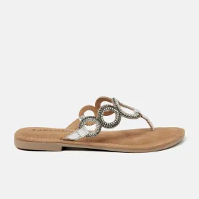 Arielle Leren Dames Slippers Silver