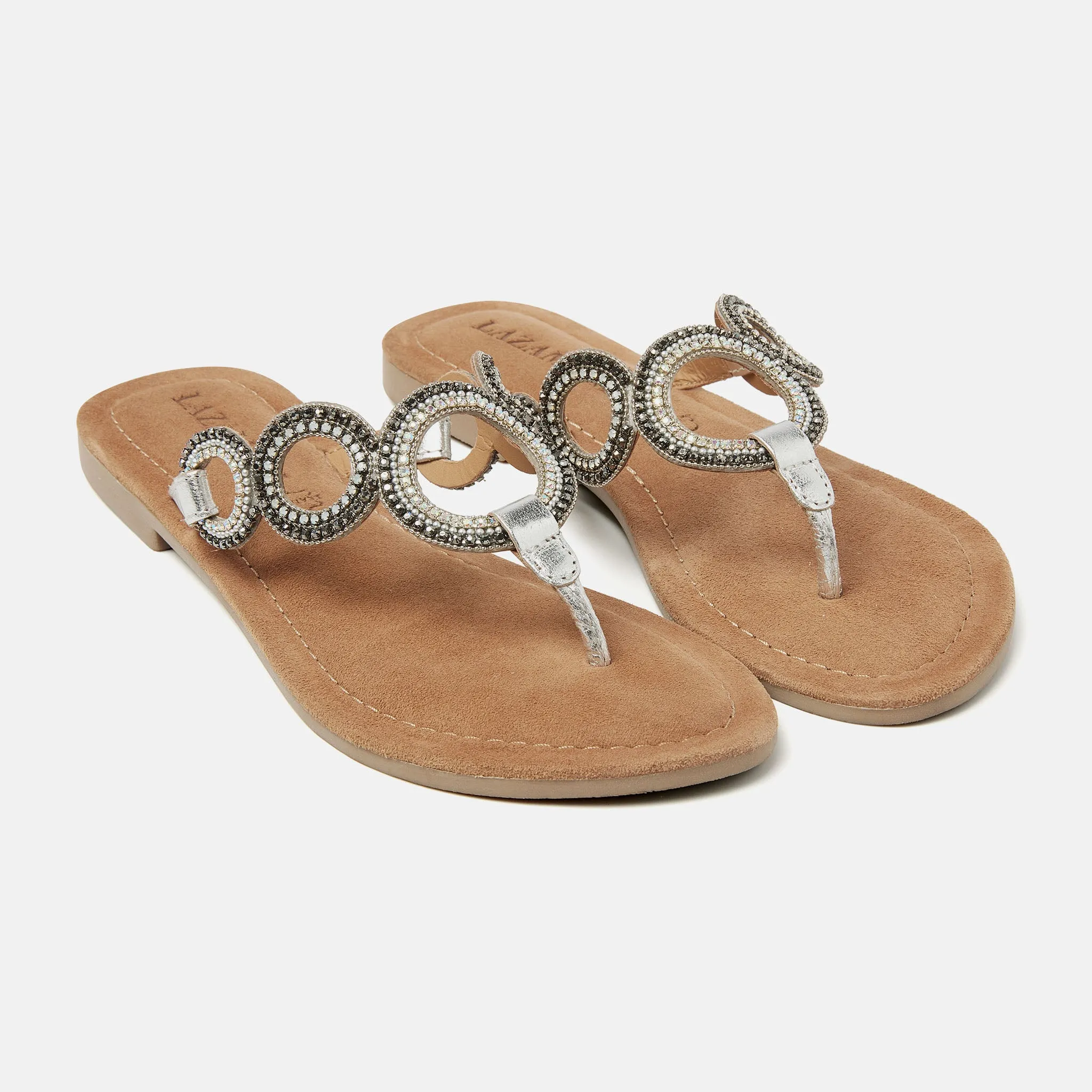 Arielle Leren Dames Slippers Silver