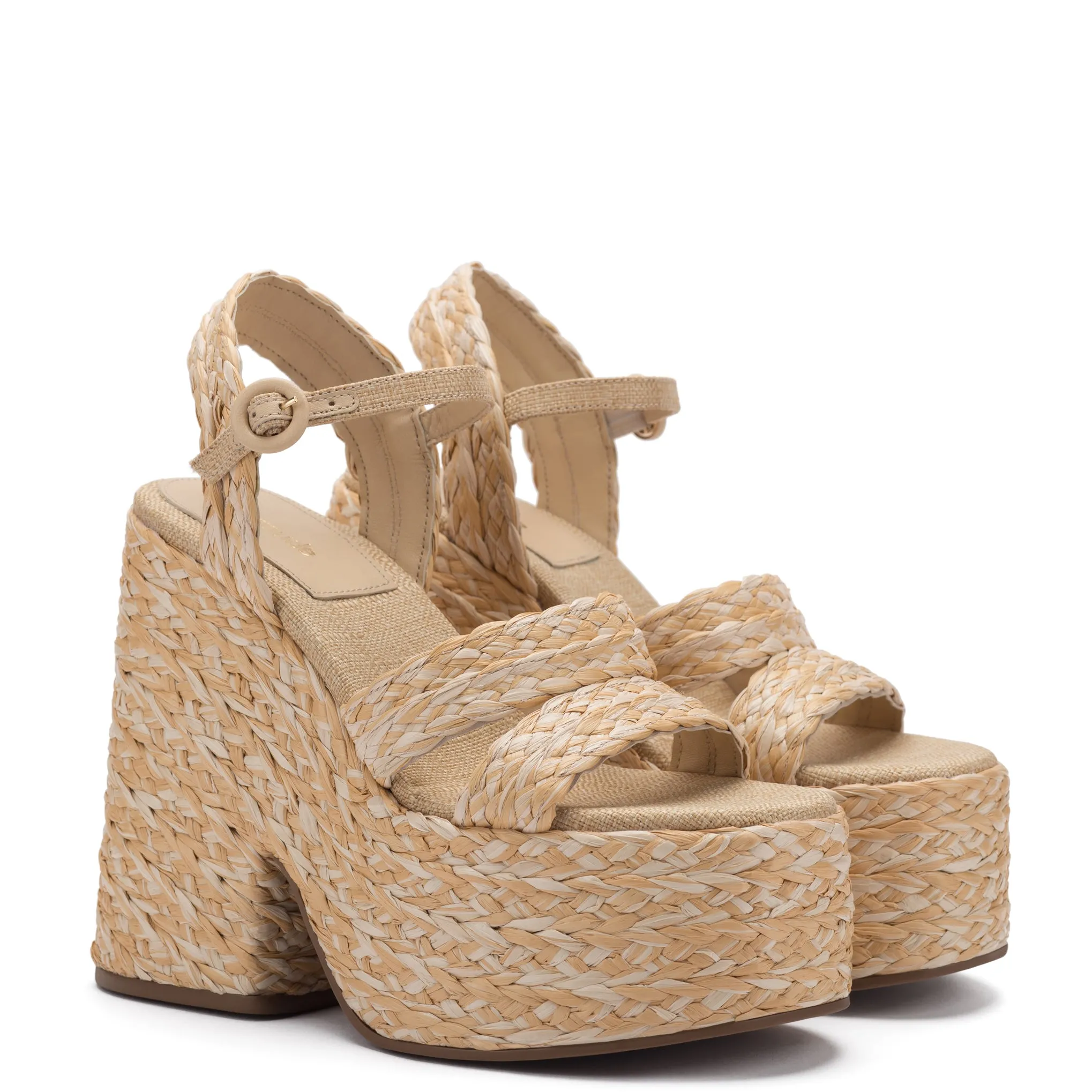 Carmen Platform Sandal In Natural Raffia