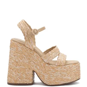 Carmen Platform Sandal In Natural Raffia