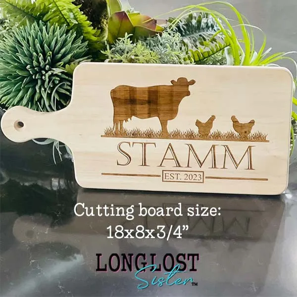 Cow & Chickens Farm Personalized Cutting Board *Custom Order*