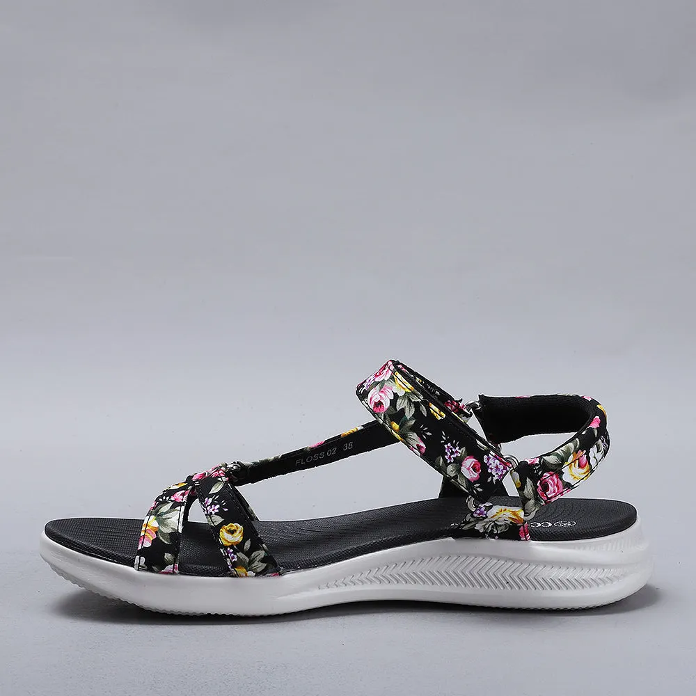 Floss-Black Floral Print