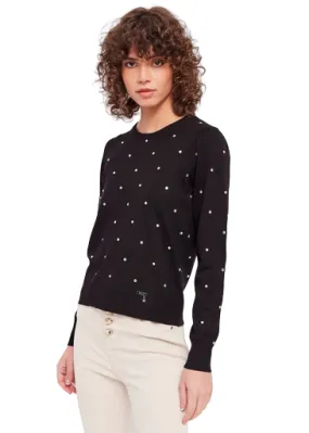 Gaudì Women's long-sleeved shirt with rhinestones 321BD53016 2001 black