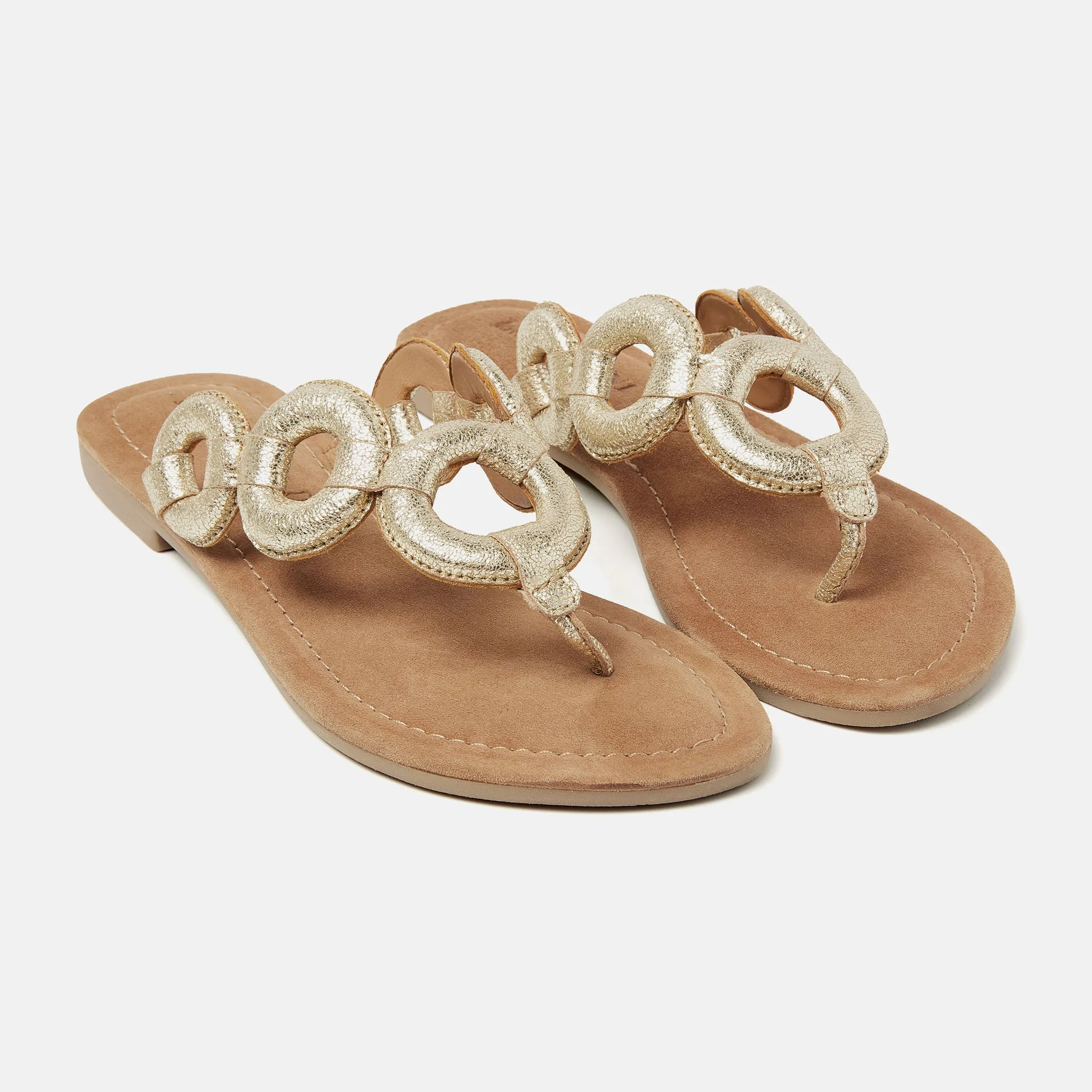 Juliet Leren Dames Slippers Gold