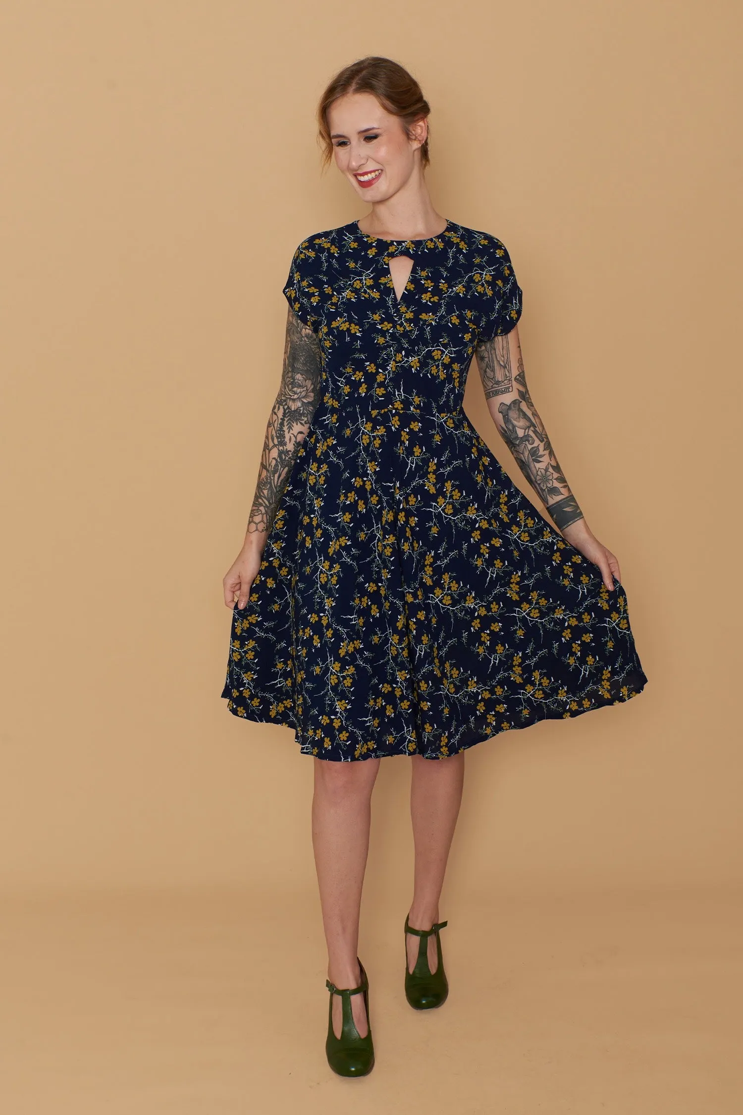 Kay Floral Mustard Dress