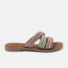 Marlin Leren Dames Slippers Tan