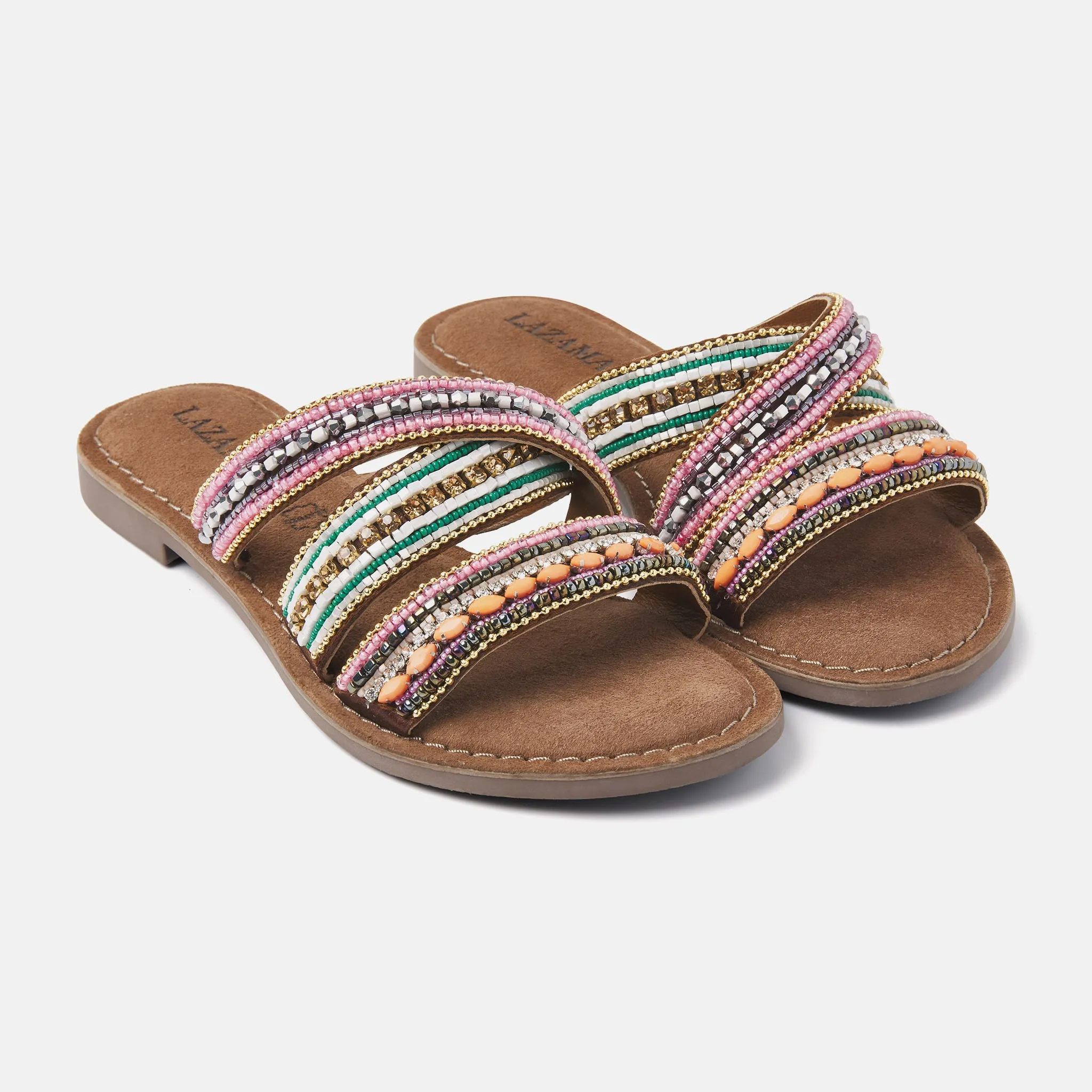 Marlin Leren Dames Slippers Tan