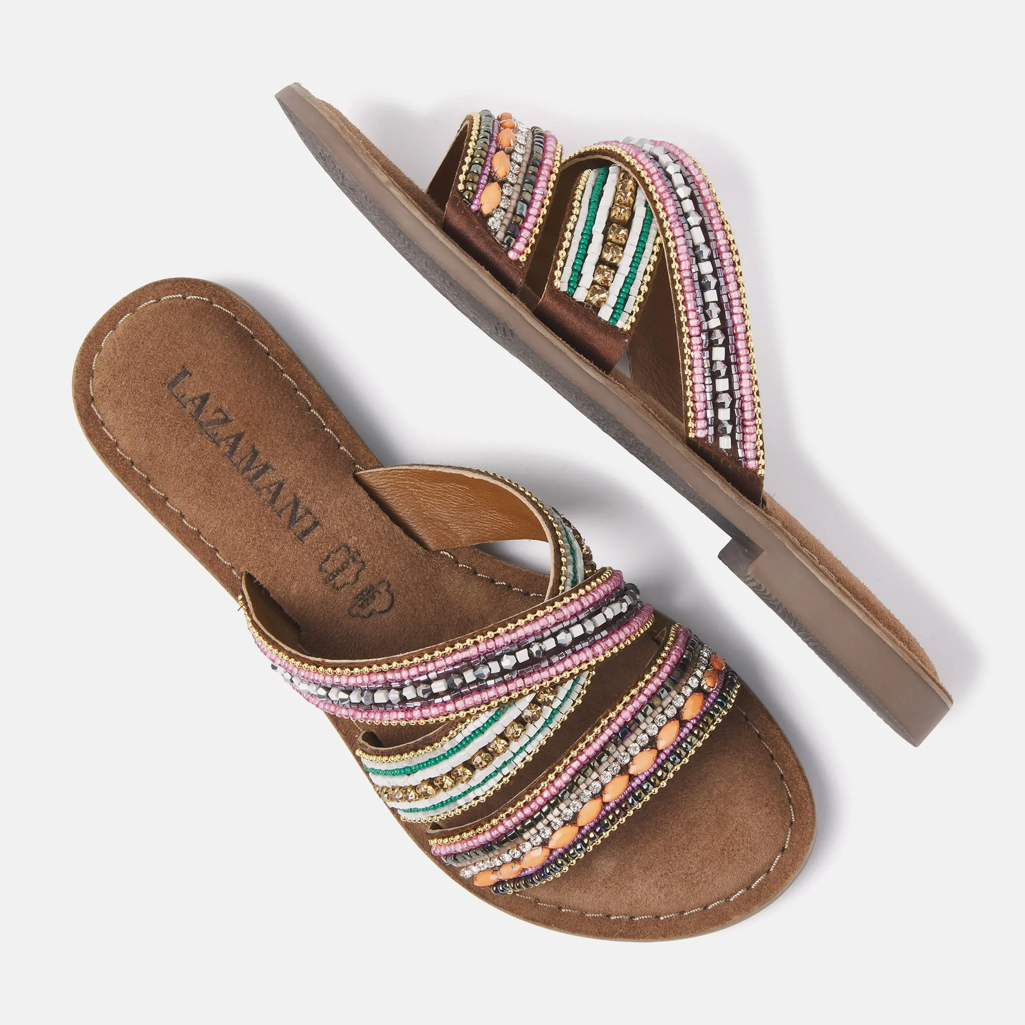 Marlin Leren Dames Slippers Tan