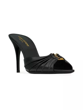 Saint Laurent Babylone Embellished Logo Mule in Black Leather