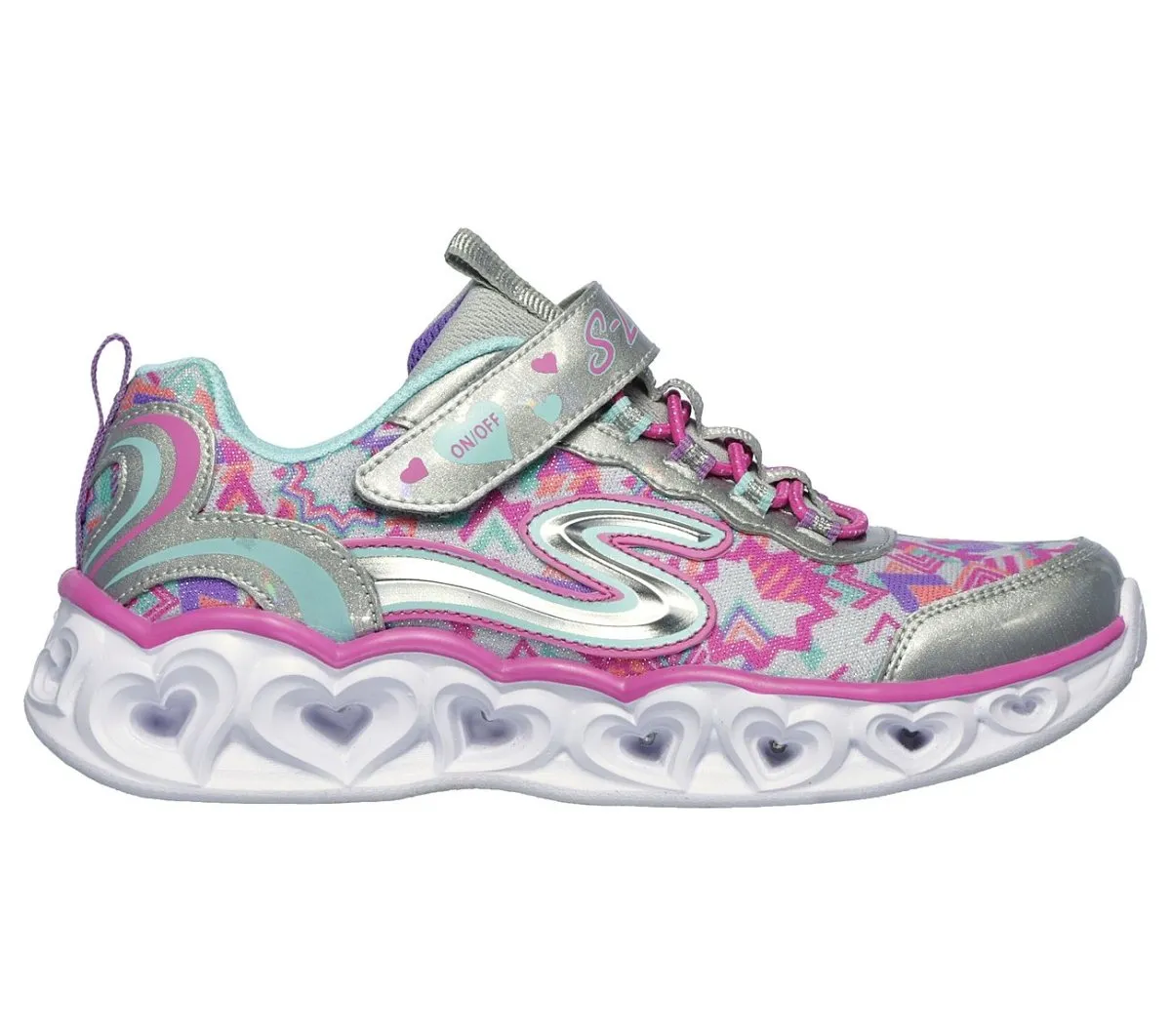 Skechers Girl's S Lights: Heart Lights Silver