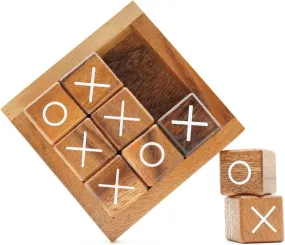 Tic Tac Toe for Kids and Adults Coffee Table Living Room Decor and Desk Decor Family Games Night Classic Board Games Wood Rustic for Families Size 4 Inch