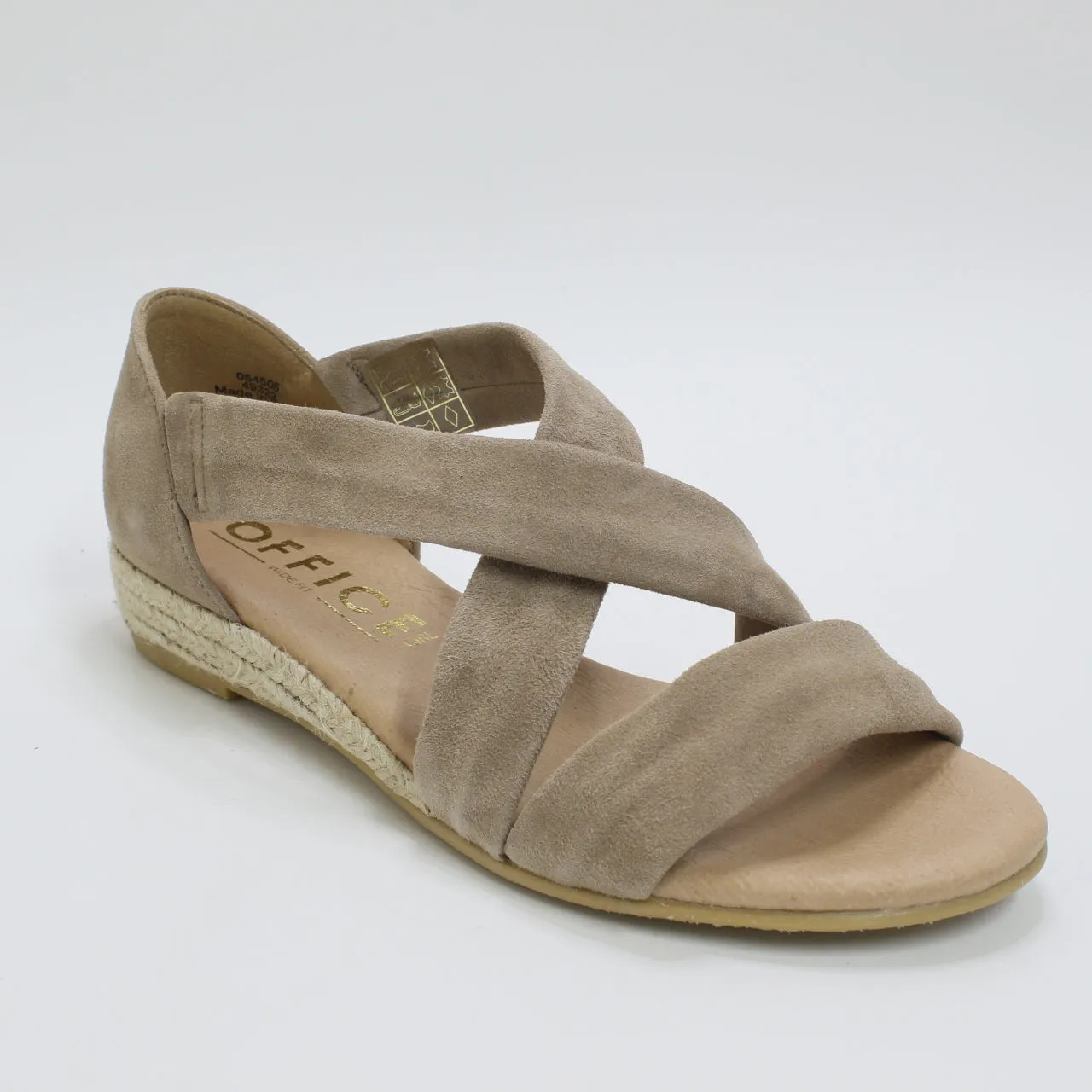 Womens Office Wide Fit: Halle Cross Strap Espadrille Camel Suede