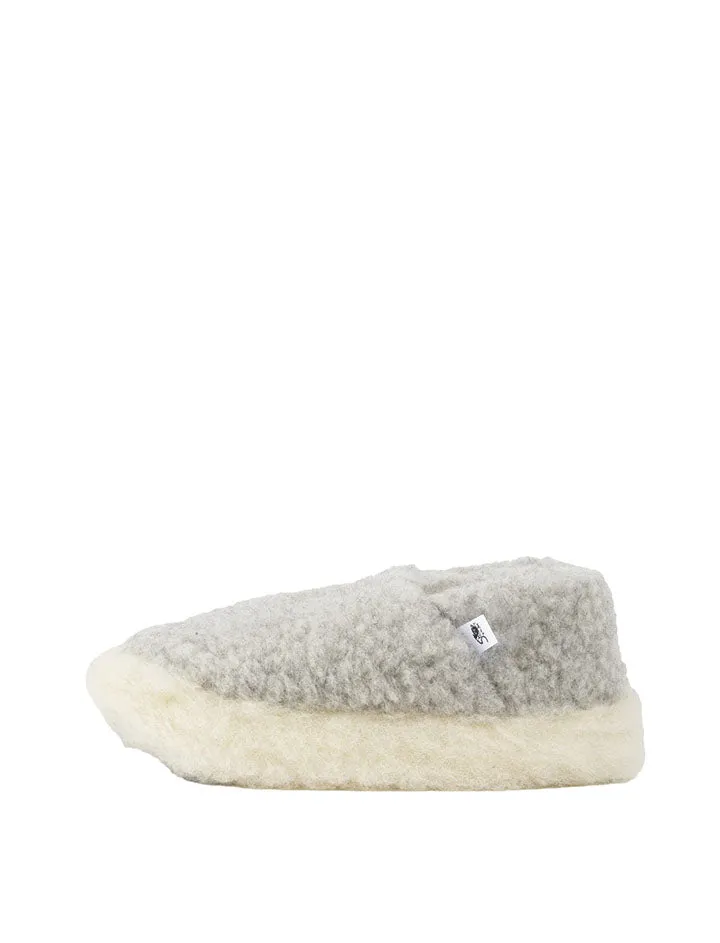 Yoko Wool Womens Siberian Wool Slippers Light Grey