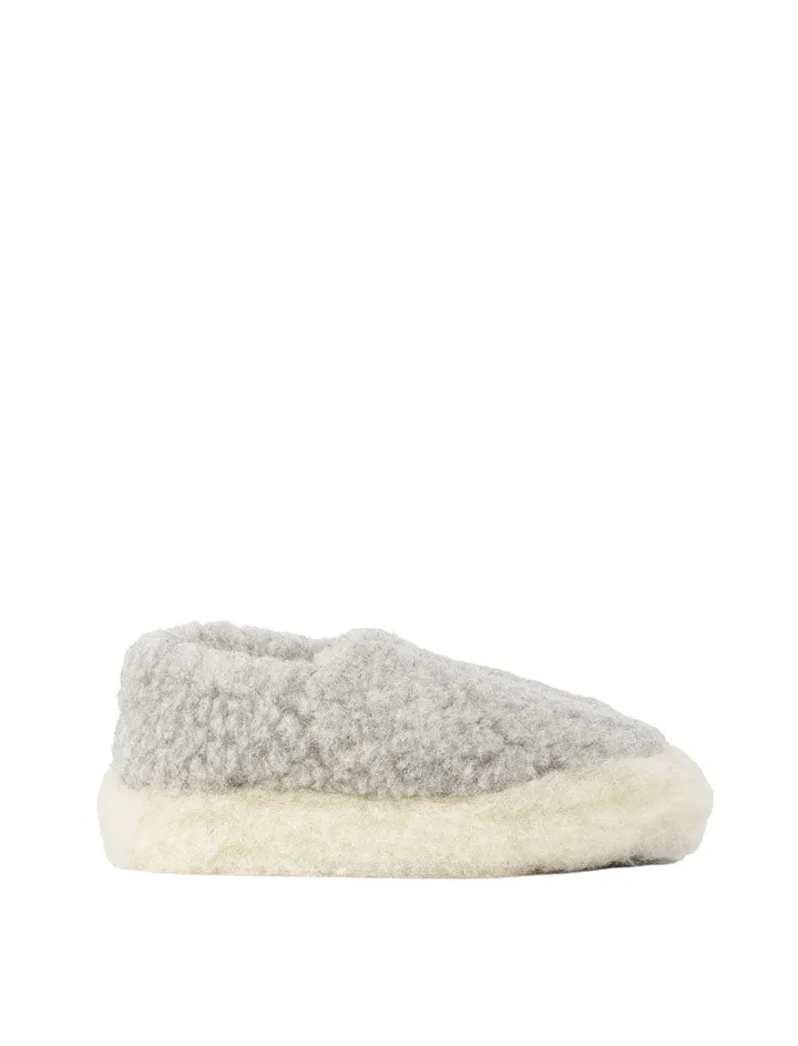 Yoko Wool Womens Siberian Wool Slippers Light Grey